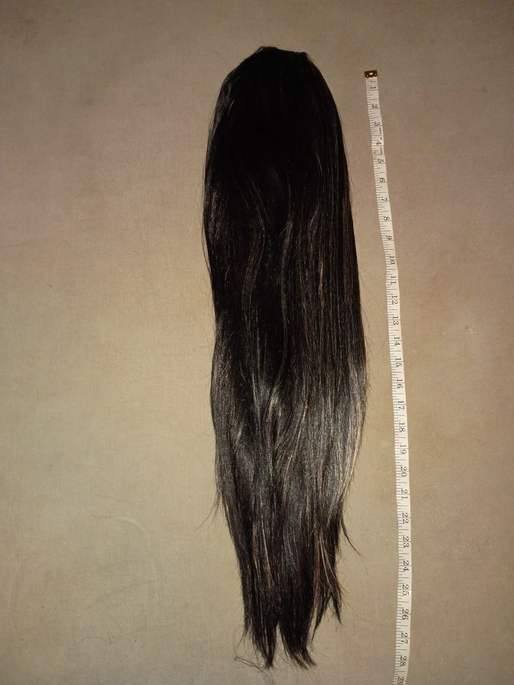 Long Straight Women's Highlighted Half Wig - Black with Blonde Highlights